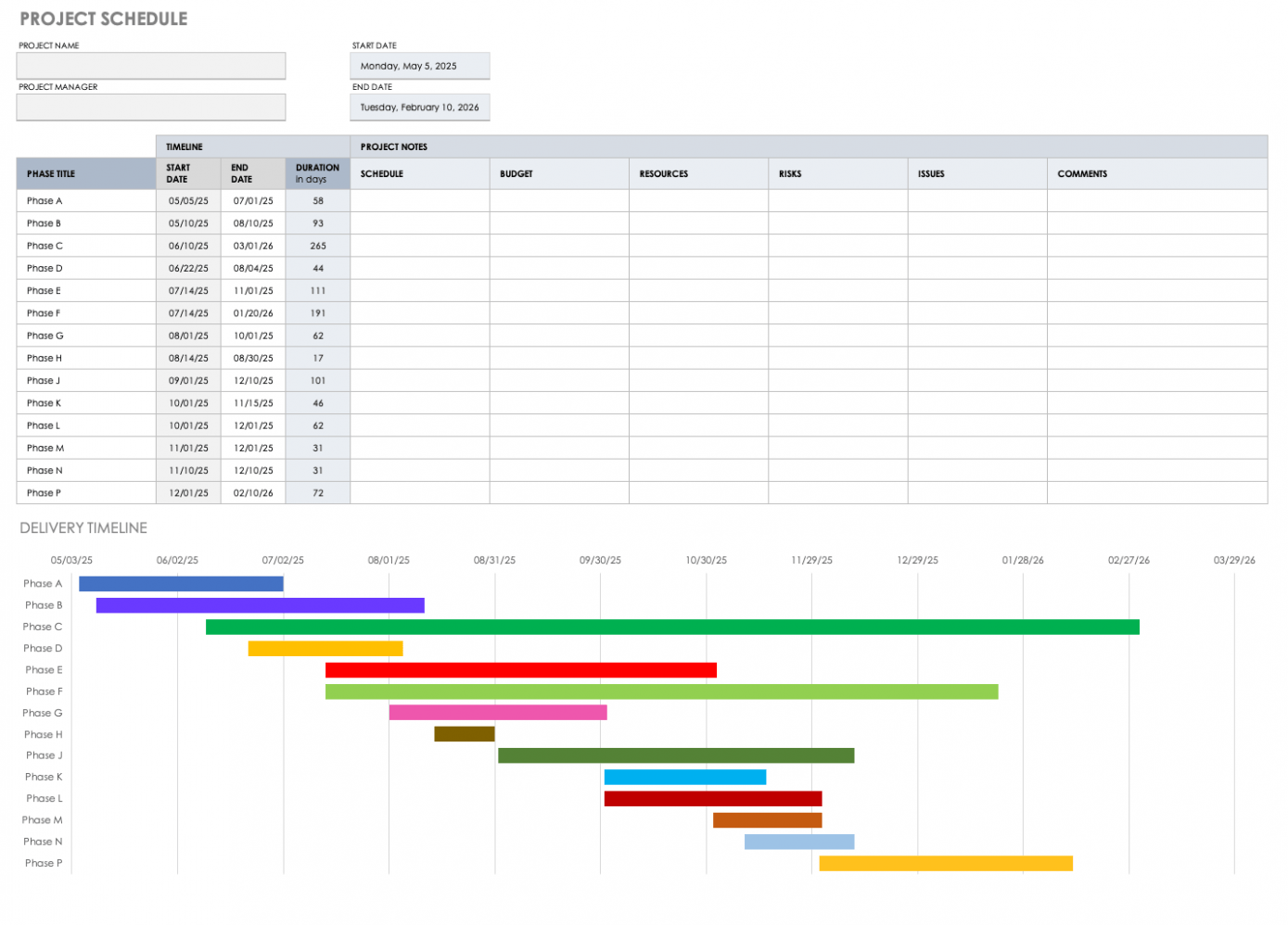 Work In Progress Schedule Template