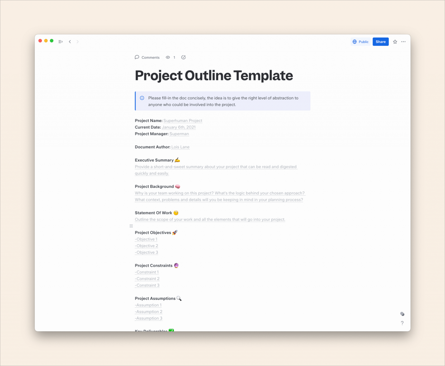 Printable Plan Outline Template CSV