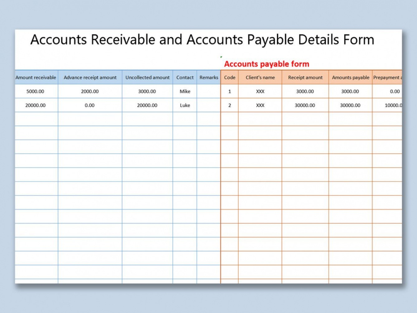 Schedule Of Accounts Receivable Template