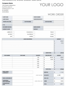 17 Work Order Template Free Download Word Excel Pdf Pdf Sample