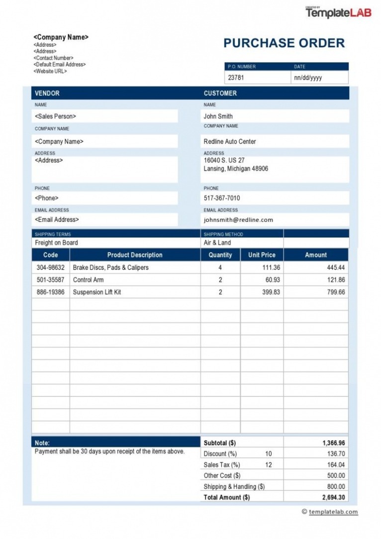 43 Free Purchase Order Templates In Word Excel Pdf Word Sample