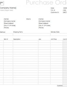 6 Blank Purchase Order Forms  Word Excel Templates  Example