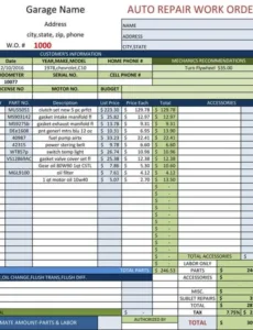 7 Free Auto Repair Invoice Templates Excel Sample