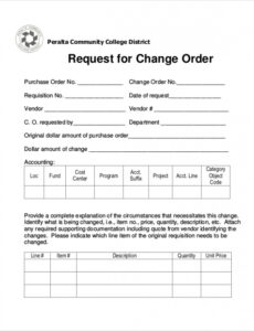 Change Order Request Form Template Doc Sample