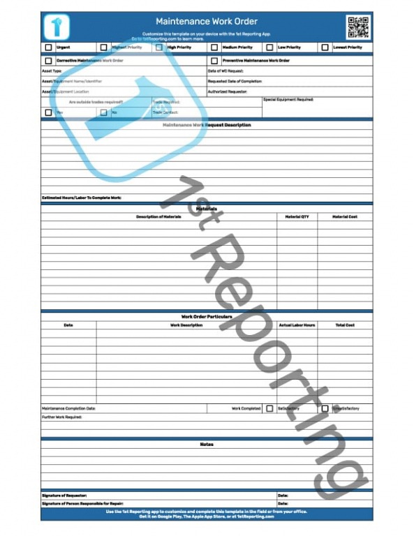 Custom A Maintenance Work Order Template You Can Use Today Word Example