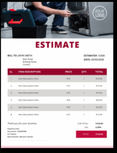 Custom Appliance Repair Estimate Template Word Excel Pdf Google Docs