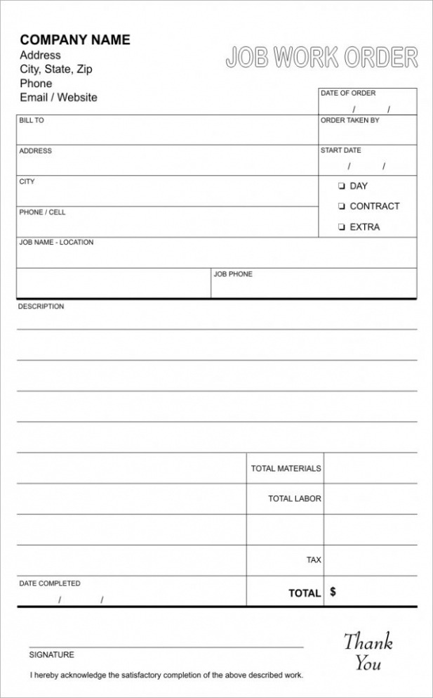 Custom Create A Work Order Template  Lighthouse Printing Doc Example