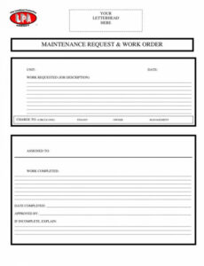 Custom Free 9 Maintenance Work Order Samples In Pdf  Ms Word  Example