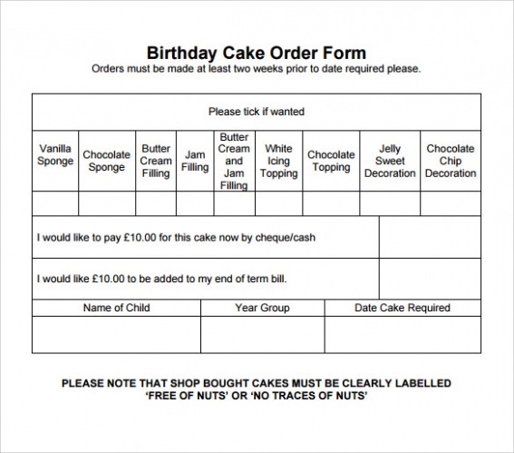 Custom Free Cake Order Form Templates In Pdf  Ms Word  Example