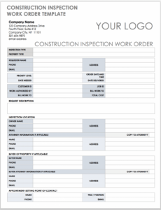 Custom Free Construction Work Order Templates &amp;Amp; Forms  Smartsheet Doc