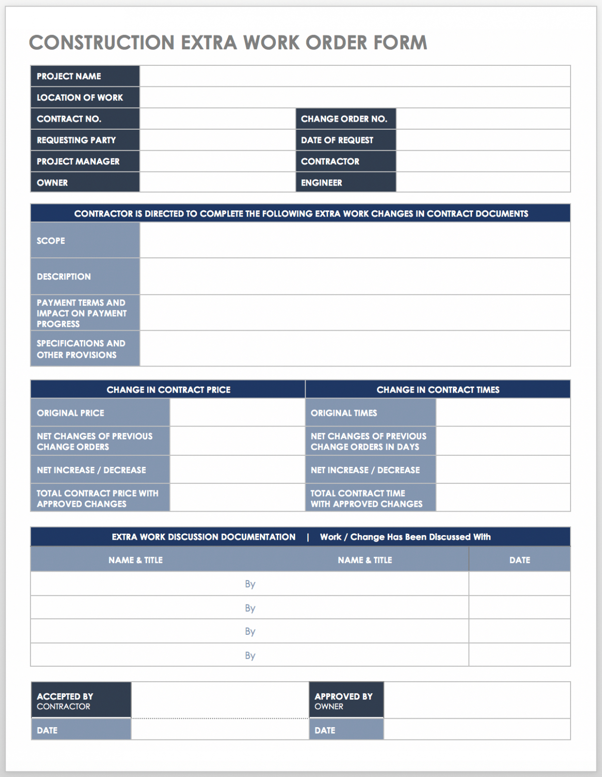 Custom Free Construction Work Order Templates &amp;Amp; Forms  Smartsheet Doc Sample