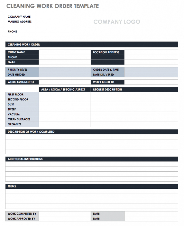 Custom Job Order Form Template Excel Pdf Example