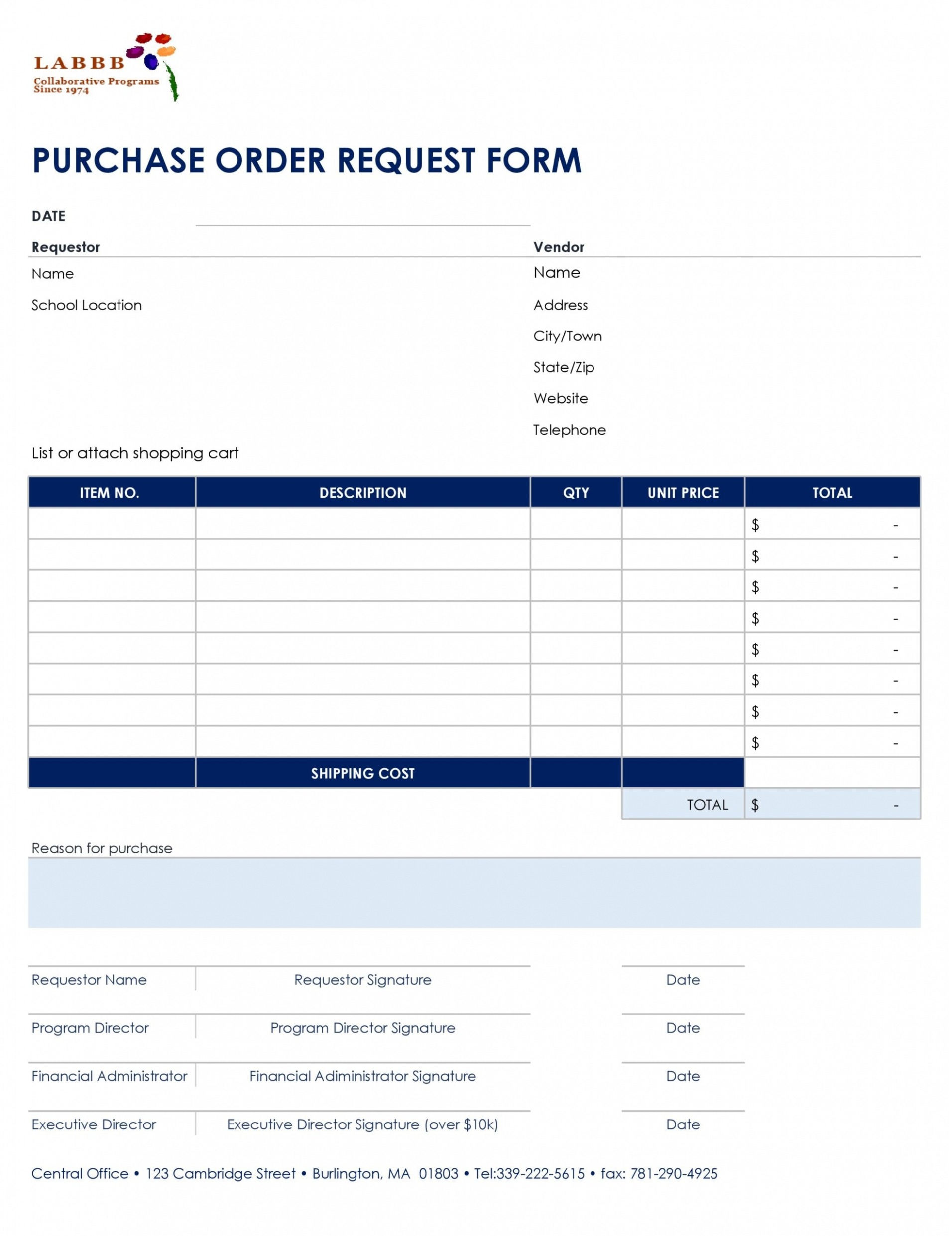 Custom Simple Purchase Order Template Excel Word Example