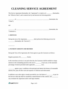 Editable Cleaning Service Contract Template  Free Sample  Lawdistrict Pdf Sample