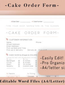 Editable Editable Cake Order Form Template Printable Instant  Etsy Uk  Example