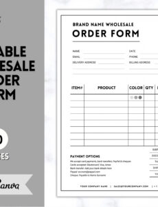 Editable Editable Wholesale Order Form Template Canva Template  Etsy Doc Example