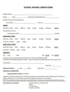 Editable Free 52 Apparel Order Forms In Pdf  Ms Word  Xls