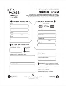 Editable Free Cupcake Order Form Template  Printable Templates Word