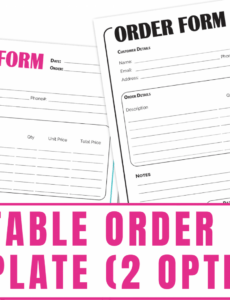 Editable Free Fillable Order Form Template  Printable Form Templates And Letter  Sample