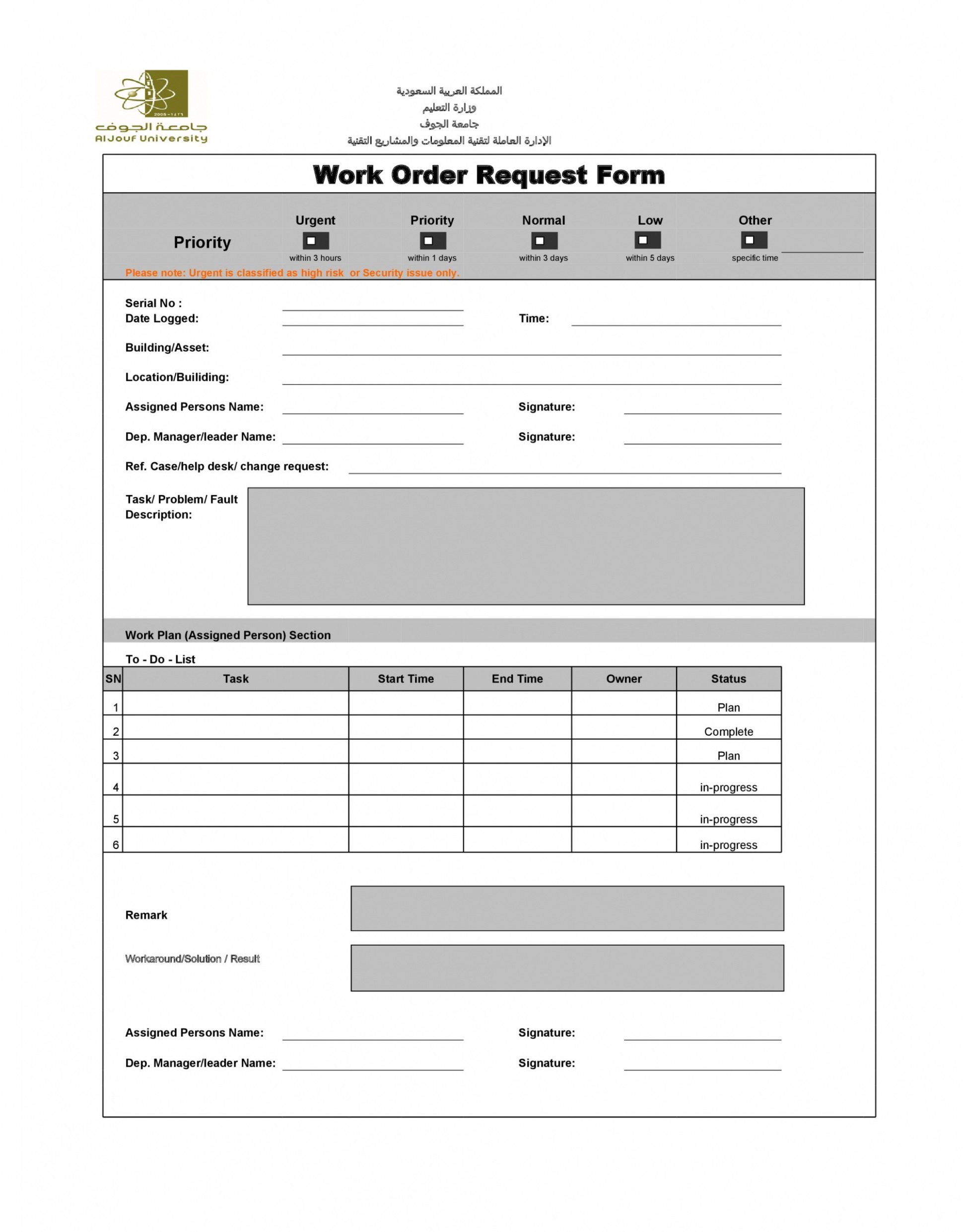 Editable Free Printable Job Work Order Forms  Printable Form Templates And Letter Word Sample