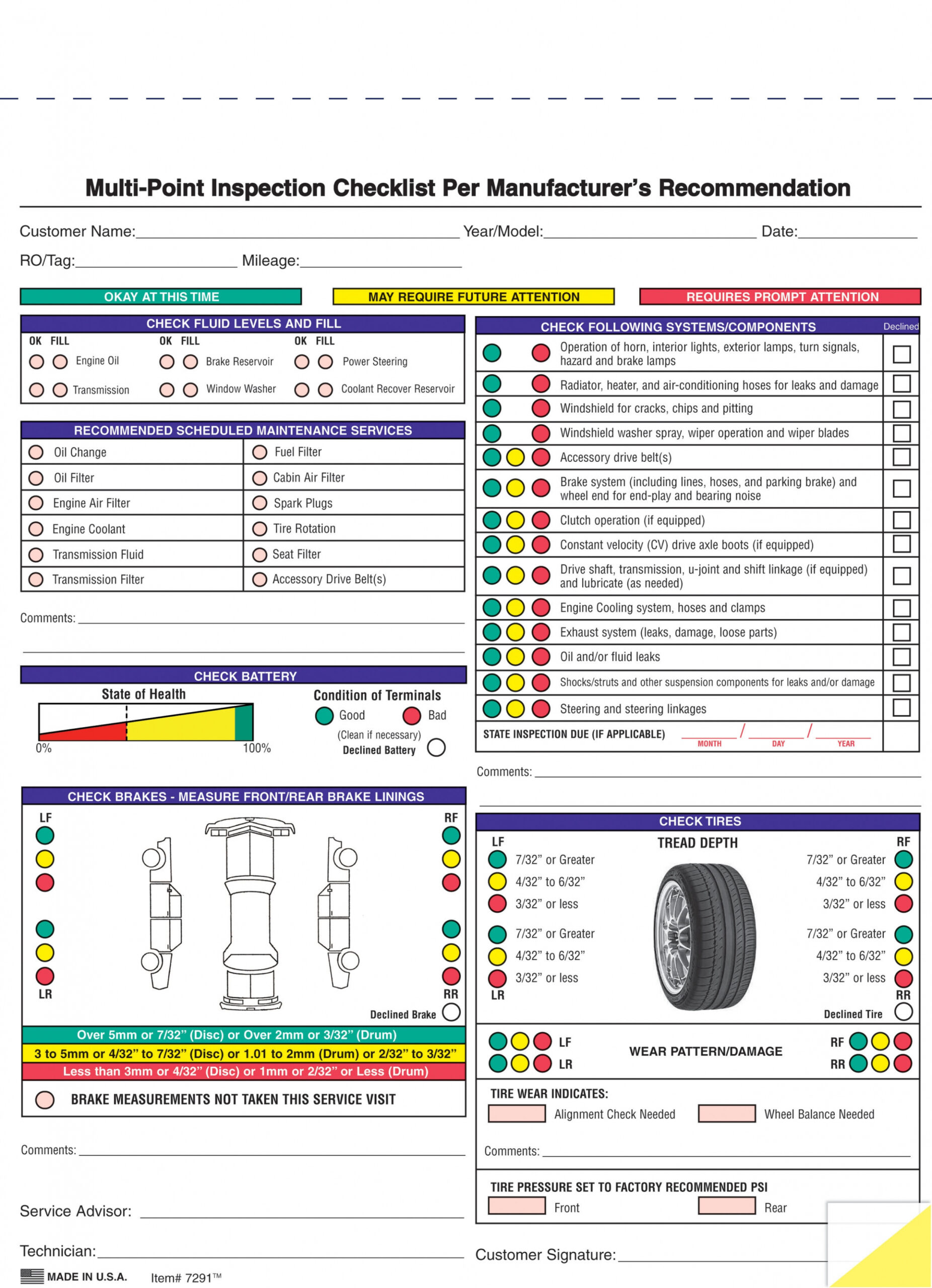 Editable Free Printable Vehicle Inspection Form