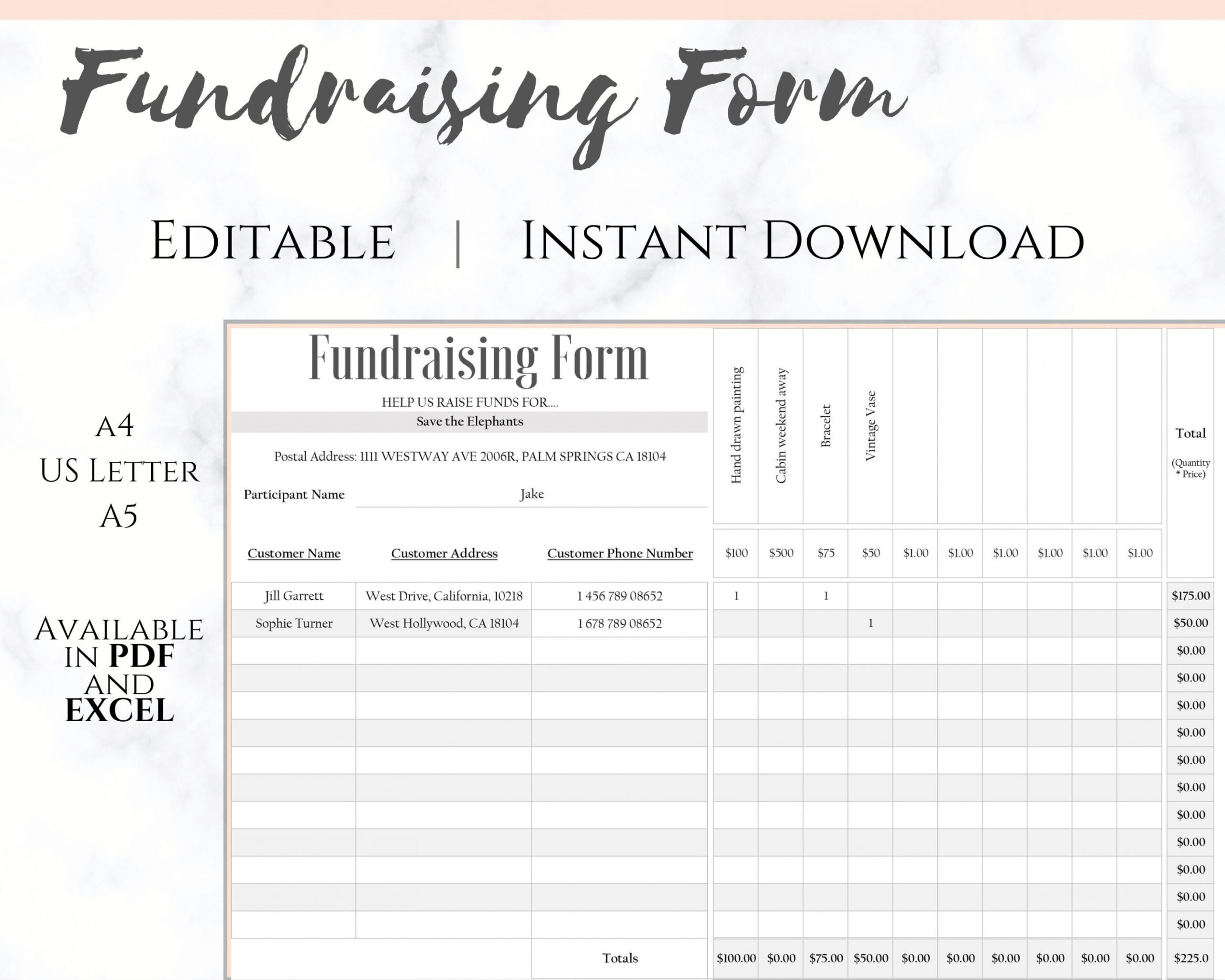 Editable Fundraising Form Fundraiser Charitable Donation  Etsy Australia Pdf Sample