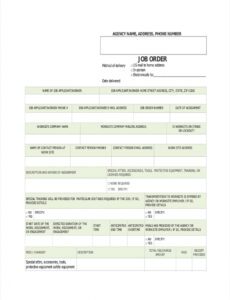 Editable Job Order Template Doc Sample