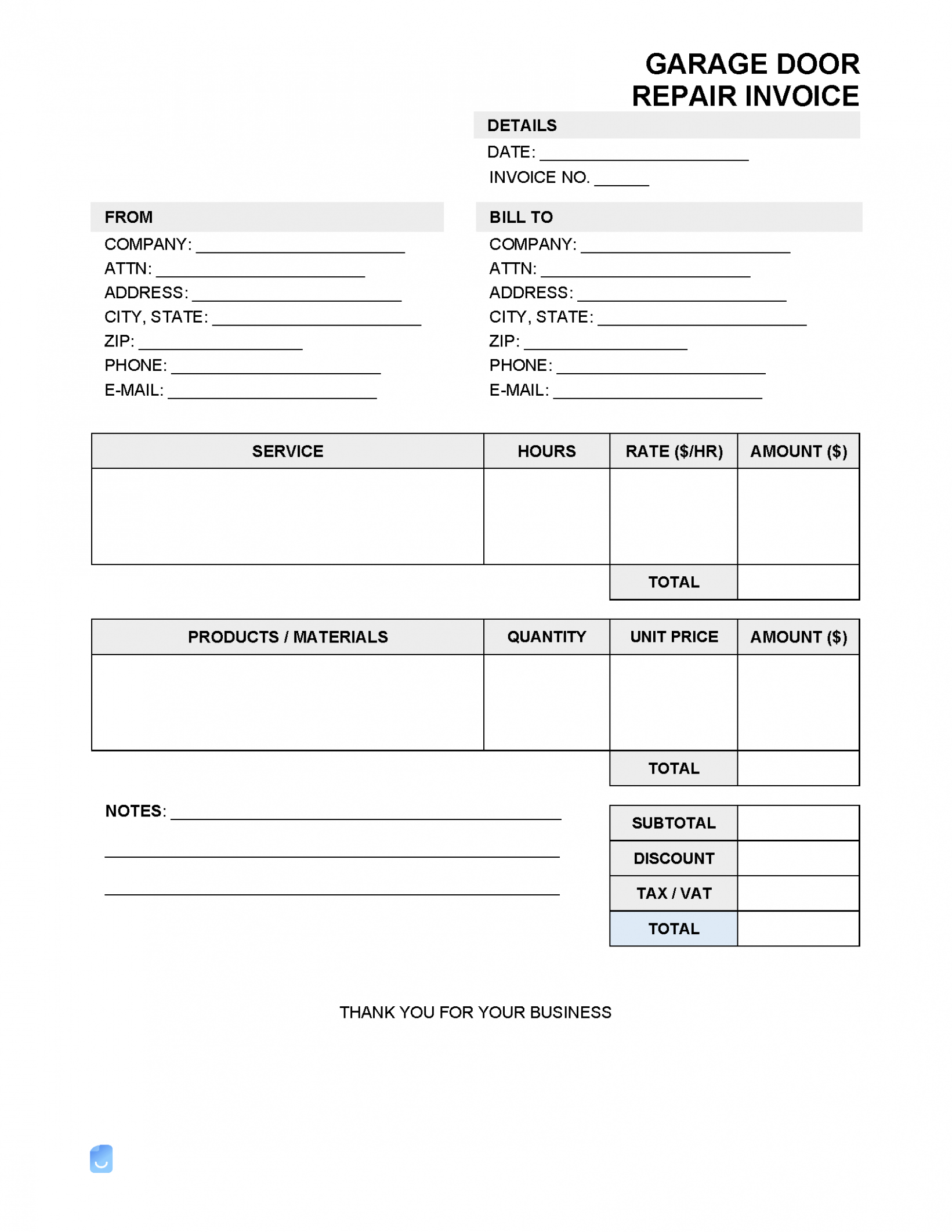 Editable Repair Invoice Templates  Invoice Maker Excel