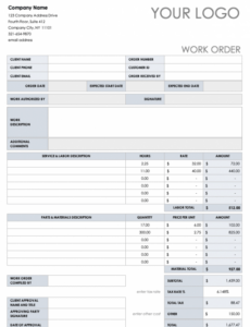 Editable Service Order Form Template Free Pdf