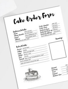 Editable Wedding Cake Order Form Template Bakery Order Form Cake  Etsy Pdf Sample