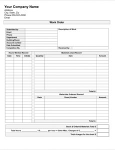 Editable Work Order Template  Full Size  Lighthouse Printing Doc Example