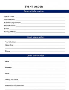 Event Order Template Excel