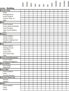 Free  Building Maintenance Checklist Template 12 Free Word Excel And Pdf Excel