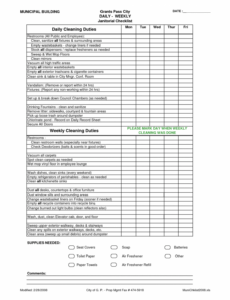 Free  Cleaning Cheklist Cleaning Checklist Template Cleaning Business Cleaning List  Fillable Form 2023