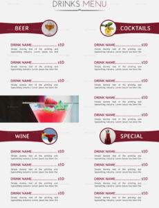 Free  Cocktail Drinks Menu Design Template In Psd Word Publisher Word