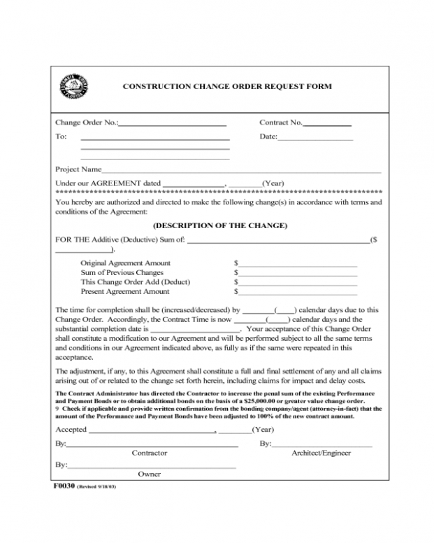 Free Custom 2024 Construction Change Order Template  Fillable Printable Pdf &amp;Amp; Forms  Handypdf Excel