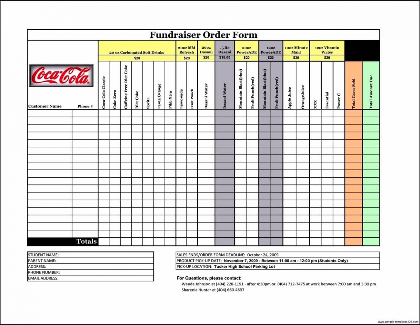 Free Custom Blank Fundraiser Order Form Template Pdf