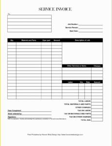 Free Custom Free Work Order Invoice Template Of Work Invoice Template Pdf  Example