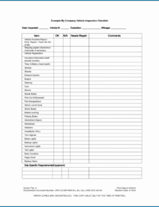 Free Custom Truck Maintenance Checklist Template Word Example