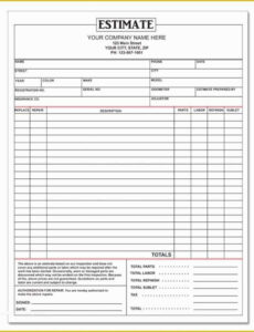 Free Editable Free Printable Auto Repair Invoice Template Of Auto Repair Invoice Work Excel