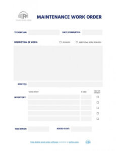 Free Editable Maintenance Work Order Form Free Downloadable Template  Fmx Word Sample