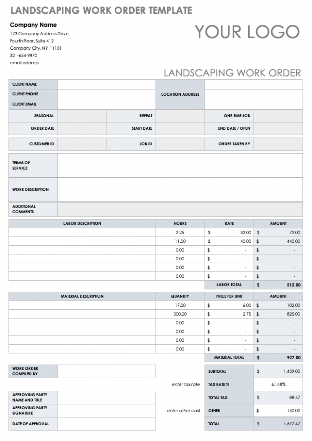 Free Editable Painting Work Order Template Pdf Example