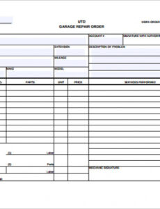 Free Editable Printable Mechanic Work Order Template Word  Printable Templates  Sample