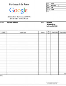 Free Editable Purchase Order Form Template For Google Sheets And Excel Download Now  Example