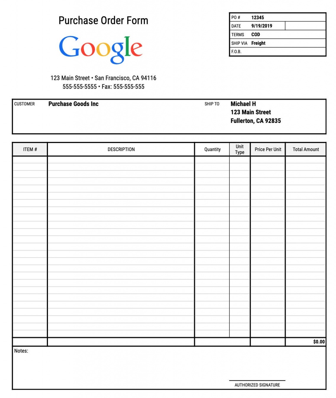 Free Editable Purchase Order Form Template For Google Sheets And Excel Download Now  Example