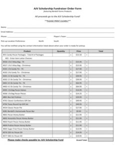 Free  Free 10 Fundraiser Order Forms In Pdf  Ms Word  Excel  Sample