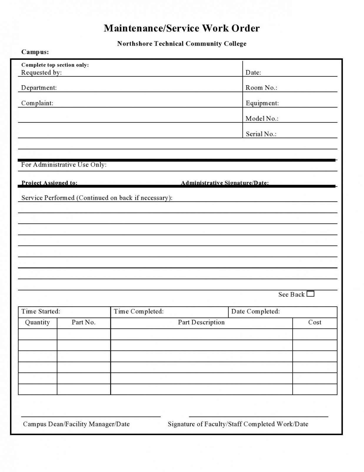 Free  Free Printable Work Order Forms  Sylviaroberson Blog Word Example