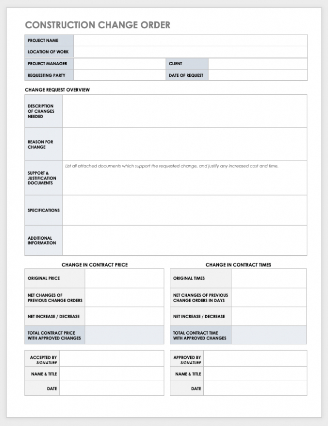 Free Printable Change Order Template Free Download  Printable Templates Pdf Sample