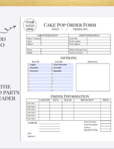 Free Printable Custom Cake Pop Order Form Bakery Forms Cake Pop Order Form  Etsy Excel