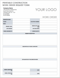 Free Printable Free Construction Work Order Templates &amp;Amp; Forms  Smartsheet 2022 Word